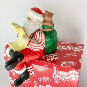 San Francisco Music Box Here Comes Santa Claus Vtg Shelf Sitter Music Box